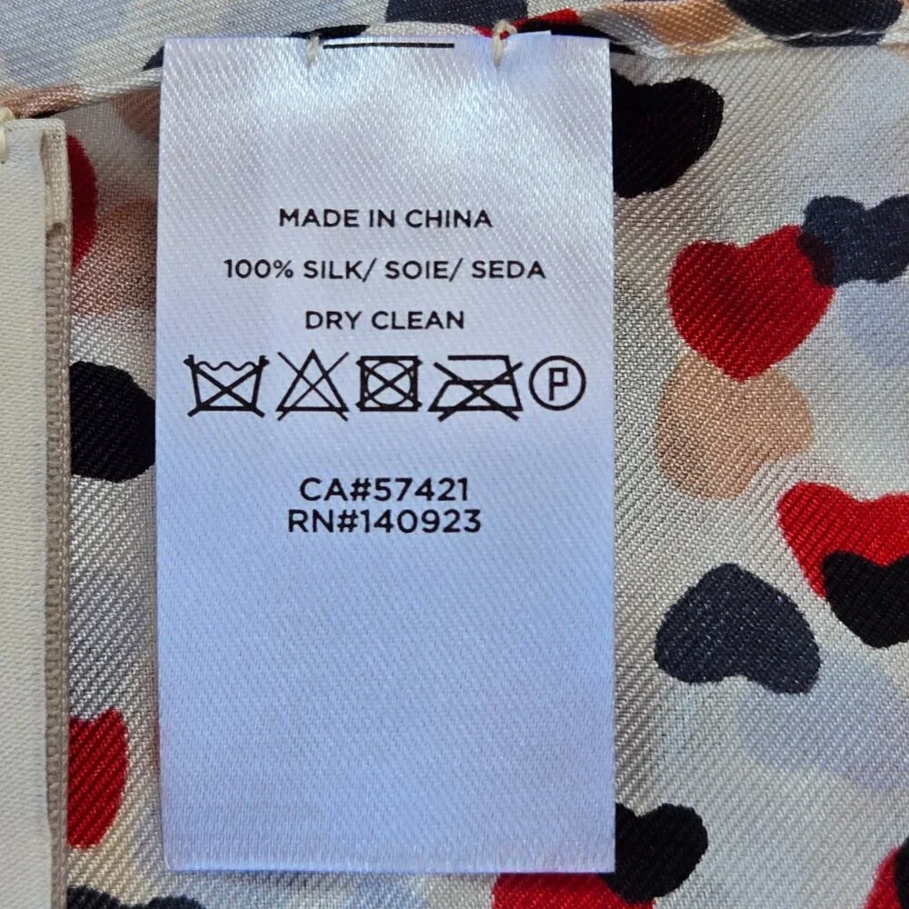 Loft 100% Silk Scarf Tiny Hearts